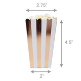 36 Rose Gold White Polka Dot Stripe Chevron Mini Popcorn Party Favor Boxes
