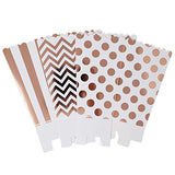 36 Rose Gold White Polka Dot Stripe Chevron Mini Popcorn Party Favor Boxes