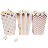 36 Rose Gold White Polka Dot Stripe Chevron Mini Popcorn Party Favor Boxes