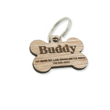 Custom Personalized Wood Pet Name Address Identification Dog Tag Engraved Dog Bone Collar- Le Petit Pain
