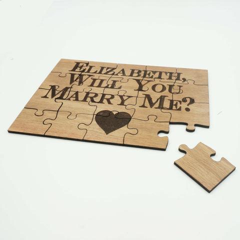 Unique Personalized Wood Jigsaw Puzzle Wedding Engagement Proposal Will You Marry Me 20 Piece 5x7- Le Petit Pain