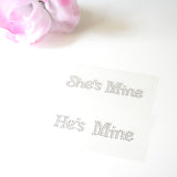 He's Mine She's Mine Bridal Shoe Stickers Clear Rhinestone I Do Wedding Accessory- Le Petit Pain