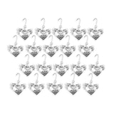 20 Love Birds Doves Heart Wedding Favor Silver Charms Decoration Gift tags