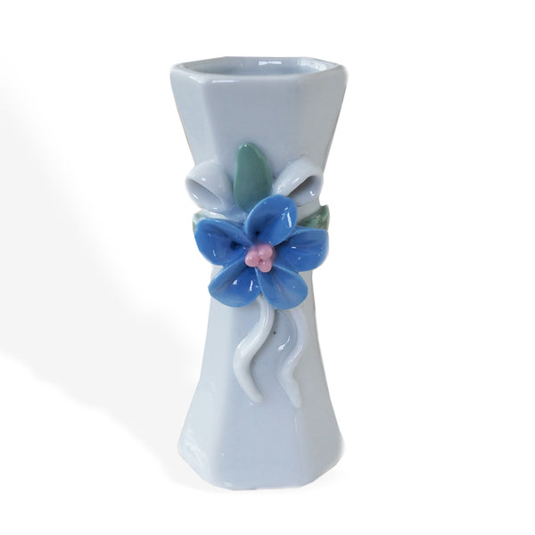 Small Off White Ceramic Flower Ribbon Vase Vintage