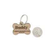 Custom Personalized Wood Pet Name Address Identification Dog Tag Engraved Dog Bone Collar- Le Petit Pain