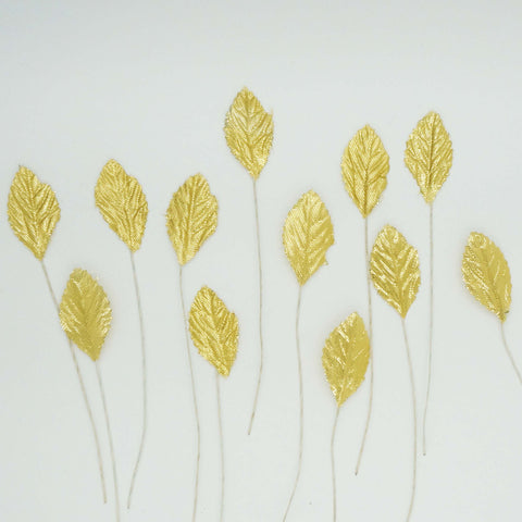 36 Synthetic 1.5" Metallic Gold Leaf Rose Leaves