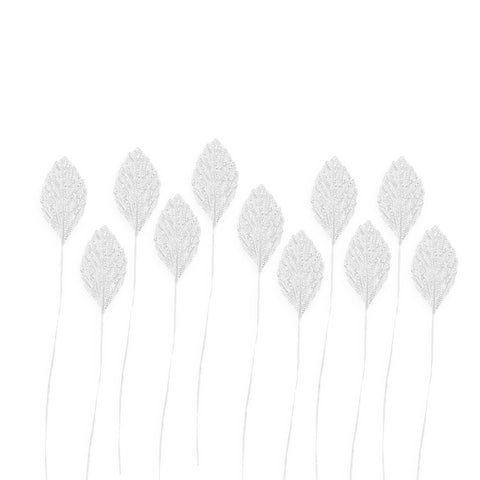 36 Synthetic 1.5" Metallic Silver Leaf Rose Leaves