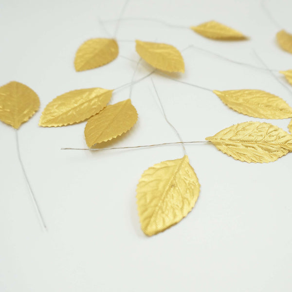 36 Synthetic 2" Metallic Gold Leaf Rose Leaves
