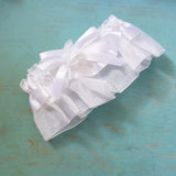 Traditional White Organza Satin Garter with Rose Bow Wedding Bridal Accessories