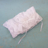 Traditional White Organza Garter with Lace Heart Bow Pearl Wedding Bridal Accessories