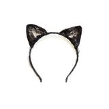 Black Floral Lace Cat Kitty Ears Costume Headband Hairband Gift Cosplay Women Hair Accessory- Le Petit Pain