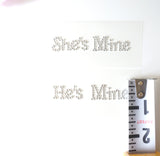 He's Mine She's Mine Bridal Shoe Stickers Clear Rhinestone I Do Wedding Accessory- Le Petit Pain