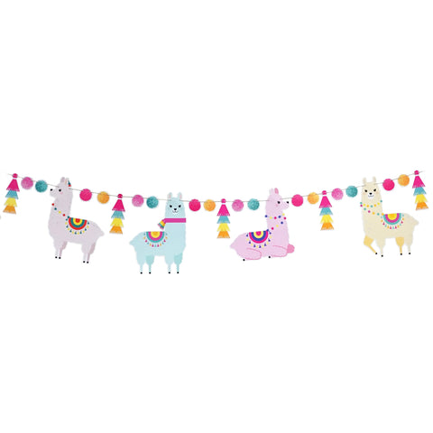 Pastel Llama Party Decoration Banner Paper Garland 12 Feet