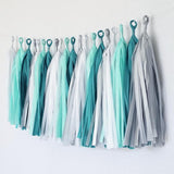 Mint Turquoise Blue Silver White Tassel Garland Banner Party Decoration Wedding- Le Petit Pain