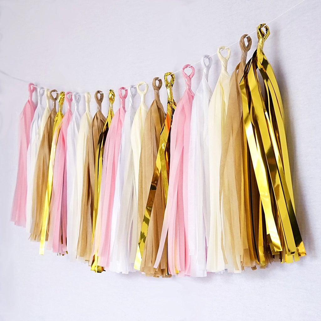 Pink White Beige Gold Tassel Garland Banner Party Decoration Wedding B – Le  Petit Pain