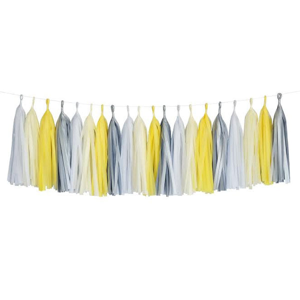 Yellow Gray White Ivory Grey Tassel Garland Banner Party Decoration Wedding- Le Petit Pain