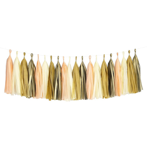 Peach Ivory Beige Gold Tassel Garland Banner Party Decoration Wedding- Le Petit Pain