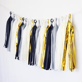 Black Mylar Gold White Gray Ivory Tassel Garland Banner Party Decoration Wedding- Le Petit Pain