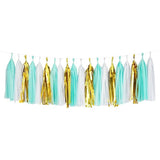 Mint White Mylar Metallic Gold Tassel Garland Banner Party Decoration Wedding Paper Garland- Le Petit Pain