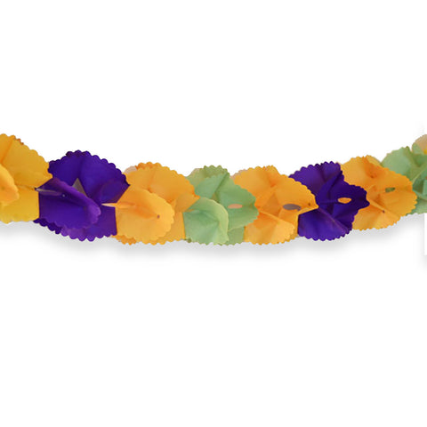 12 Ft Mardi Gras Party Paper Garland Purple Orange Green