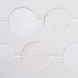 White and Pearl Glitter Circle Polka Dots Paper Garland 10 FT Banner Party Decor- Le Petit Pain