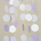 White Lavender Gray Circle Polka Dots Paper Garland 10 FT Banner Party Decor- Le Petit Pain