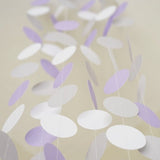 White Lavender Gray Circle Polka Dots Paper Garland 10 FT Banner Party Decor- Le Petit Pain