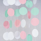 Pink Mint White Pastel Circle Garland Party Decoration Paper Dots Banner- Le Petit Pain