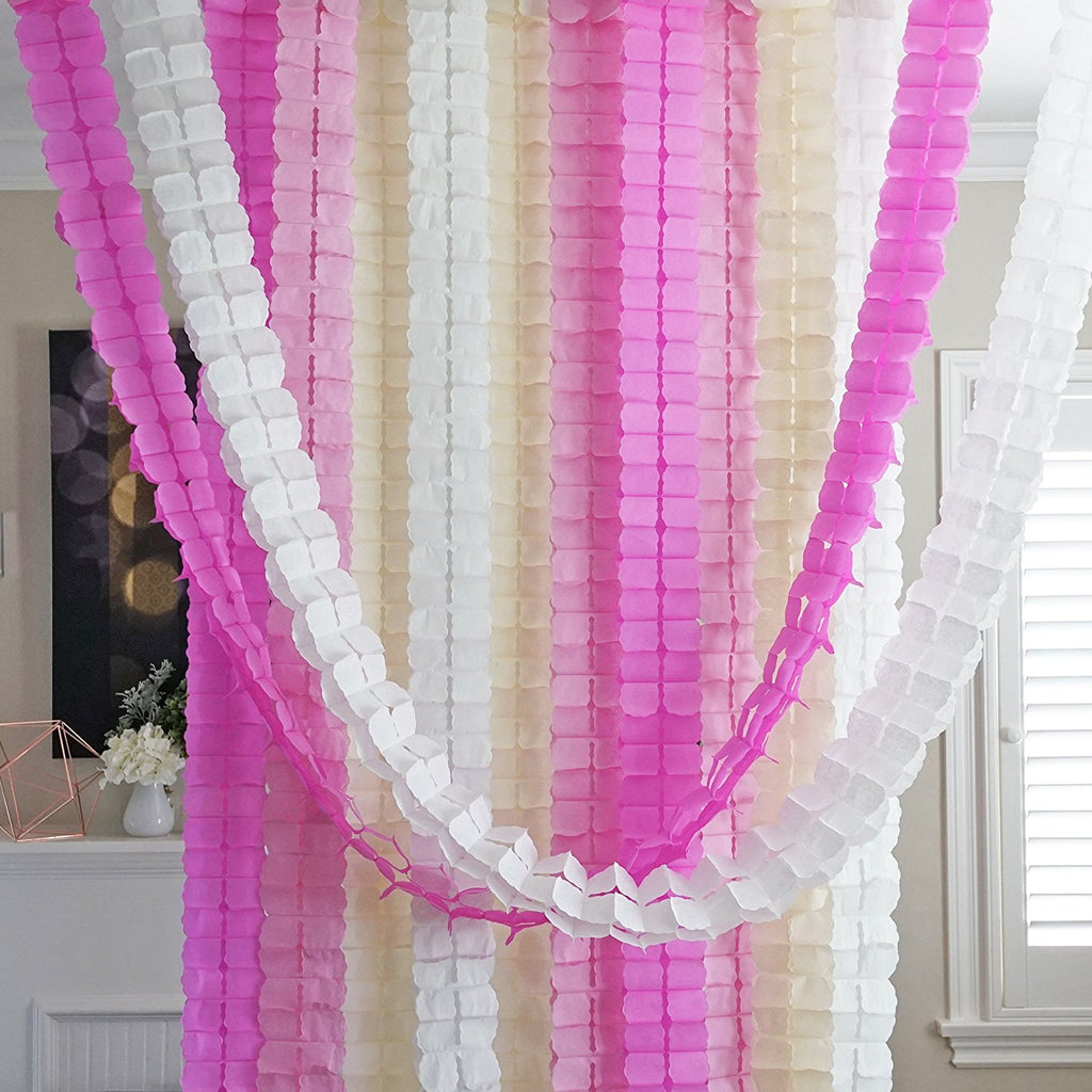 Light Pink Ivory White 3D Four Leaf Tissue Flower Hanging Streamers Pa – Le  Petit Pain