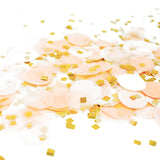 Peach White Gold Metallic Tissue Paper Shredded Circle Confetti Party Decoration- Le Petit Pain