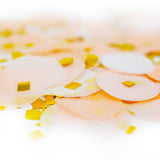 Peach White Gold Metallic Tissue Paper Shredded Circle Confetti Party Decoration- Le Petit Pain