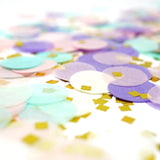 Unicorn Pastel and Gold Confetti Paper Circle Confetti And Gold Shreds Decoration- Le Petit Pain
