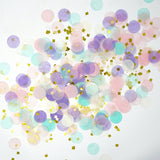 Unicorn Pastel and Gold Confetti Paper Circle Confetti And Gold Shreds Decoration- Le Petit Pain