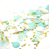 Mint White Gold Metallic Tissue Paper Shredded Circle Confetti Party Decoration- Le Petit Pain