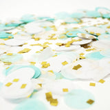 Mint White Gold Metallic Tissue Paper Shredded Circle Confetti Party Decoration- Le Petit Pain