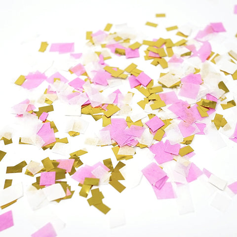 Pink White Metallic Gold Foil Shredded Confetti Paper Party Decoration- Le Petit Pain