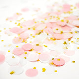 Pink White Gold Metallic Tissue Paper Shredded Circle Confetti Party Decoration- Le Petit Pain