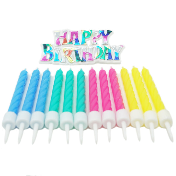 Groovy Rainbow Happy Birthday Cake Topper and 12 Candles