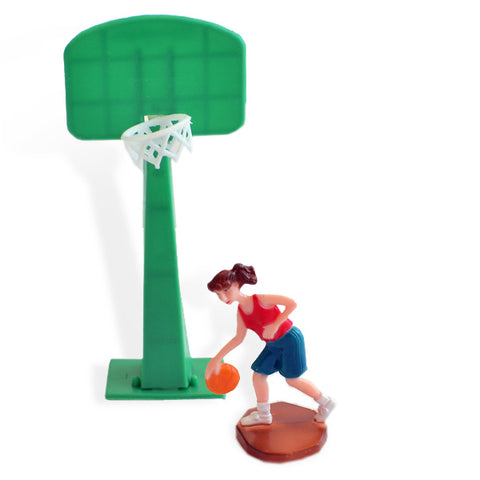 Basketball Player Girl Woman and Hoop Cake Topper, Sports Team Party Decoration