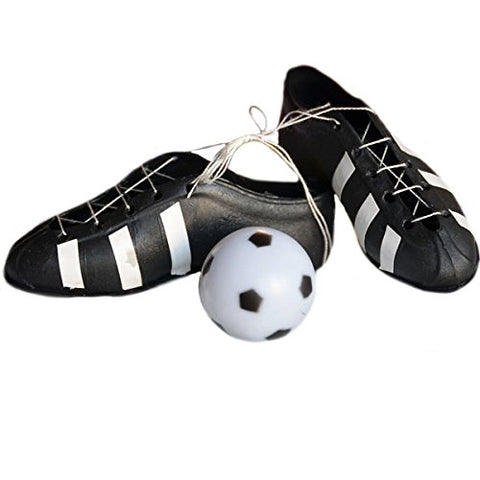 Black and White Soccer Cleats and Soccer Ball Cake Topper Plastic Sports Themed