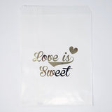 White and Gold Love is Sweet Paper Treat Favor Bags 5x7 Gift Bags - 48 count- Le Petit Pain