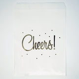 White and Gold Cheers Party Favor Gift Bags Popcorn Treat Bags- 48 count- Le Petit Pain