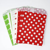 Red and Green Chevron, Dot, and Stripe Paper Treat Favor Bags 5x7 Gift Bags - 48 count- Le Petit Pain