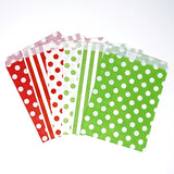 Red and Green Chevron, Dot, and Stripe Paper Treat Favor Bags 5x7 Gift Bags - 48 count- Le Petit Pain