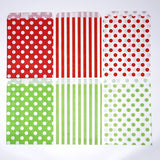 Red and Green Chevron, Dot, and Stripe Paper Treat Favor Bags 5x7 Gift Bags - 48 count- Le Petit Pain