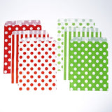 Red and Green Chevron, Dot, and Stripe Paper Treat Favor Bags 5x7 Gift Bags - 48 count- Le Petit Pain