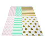 48 Pink Mint and Gold Polka Dot Chevron Stripes 5x7 Paper Treat Bags Goody Favor Bags - le petit pain