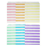48 Pastel Rainbow Striped Stripes 5x7 Paper Treat Candy Bags Goody Favor Bags - le petit pain