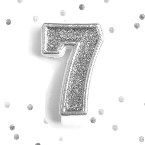 Silver Glitter 7th Birthday Candle Number 7 Silver Seven Number Cake Topper- Le Petit Pain