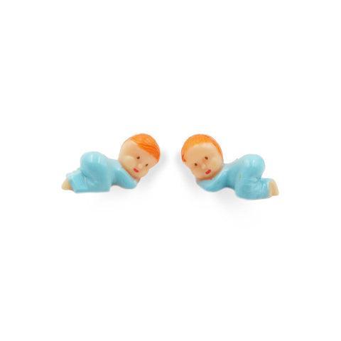 12 Miniature 1 inch Red Hair Baby Figurines Favors Decor